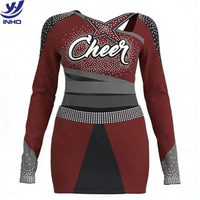 Uniforme de Competición de Porristas, Metálico Brillante, de Alta Elasticidad, Conjunto de 2 Piezas con Pedrería para Niñas