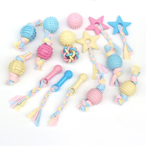 Jouets en corde de caoutchouc pour animaux de compagnie, couleurs mélangées, durables, à mâcher, pour chiens et chats, jouets qui couinent, fournitures de jeu ZL2243 - Product Image 1