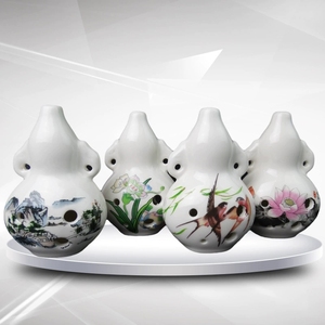Ocarina en céramique de style chinois à 6 trous avec peinture de paysages et de fleurs, pour les apprenants de musique et comme cadeau souvenir - Product Image 2
