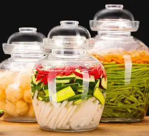стекло для хранения овощей Suppliers-Китай, оптовая продажа, большая Бытовая стеклянная Толстая Бессвинцовая банка для маринованных овощей с крышкой