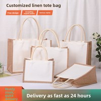 Sacs fourre-tout populaires en toile de lin et jute, écologiques, portables, style vintage, avec design laminé tridimensionnel, durables pour l'extérieur et le quotidien