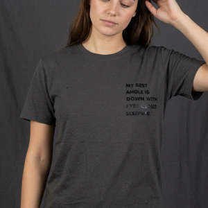 Camiseta de algodón gris de cuello redondo y manga corta para mujer al por mayor, con estampado de letras, ajuste holgado, ropa casual, de secado rápido y transpirable, 180g - Product Image 6