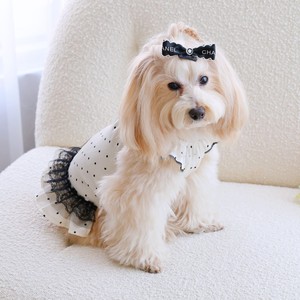 Cute Polka Dot <b>Dog</b> Dress With Lace Trim <b>For</b> <b>Small</b> Pets Breathable Sleeveless Polyester Pet <b>Clothes</b> - Product Image 3