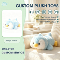 Boneka Penguin Biru Muda Personalisasi, Boneka Hewan Laut Lembut dan Menggemaskan, Ukuran dan Warna Sesuai Pesanan, OEM ODM, Sampel Cepat, Penjualan