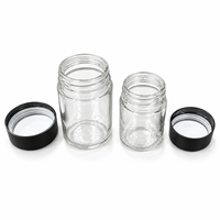 Bocaux en verre résistants aux enfants KDG pour le stockage des herbes, 3,5 g, 7 g, 14 g, avec couvercle CR noir mat, étiquettes personnalisées pour les bocaux à fleurs séchées