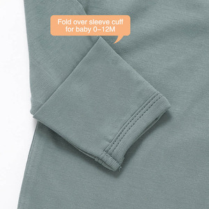 Combinaison pour bébé avec pieds - Combinaison pour bébé en fibre de bambou avec fermeture magnétique et mitaines rabattables - Product Image 4