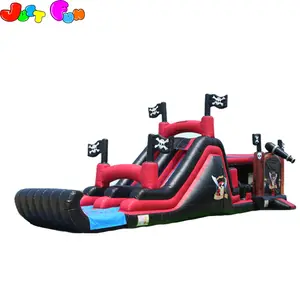 56ft pirate theme combo with wet/dry inflatable slide for commercial use