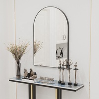 Miroir Mural Cadre en Verre Argenté Écologique 5MM pour Salon Moderne avec Console Table en Marbre
