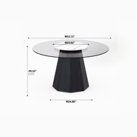 Table à manger ronde réglable en verre trempé de design italien Voxhome, moderne, pour petit appartement, meubles de maison