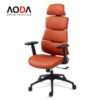 Fauteuil de bureau exécutif en cuir avec soutien latéral dynamique, design en arête de poisson