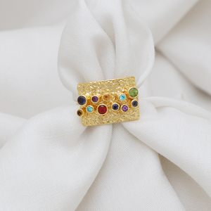 แหวนเรียงซ้อนพลอยสีเงินสเตอริง925ชุบทอง18K สำหรับงานแต่งงานและวันครบรอบ - Product Image 2