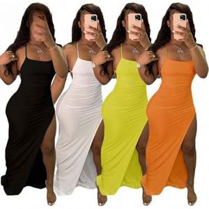 Robes longues plissées à bretelles pour femmes, personnalisation en gros, robes de mode pour femmes - Product Image 1