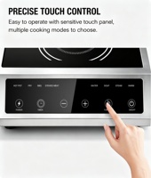 YHS Plaque de cuisson à induction électrique portable 3,5 kW à brûleur unique, en acier inoxydable, à commande tactile, pour usage commercial et domestique, compatible Hotpot