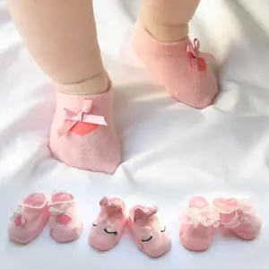 Lace Flower Newborn Baby Socks Cotton Anti-Slip Kids Floor Socks Bow Baby