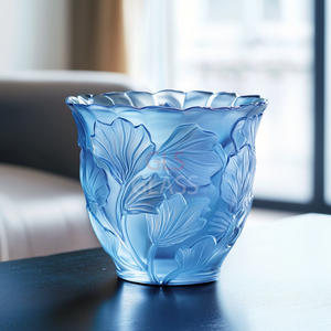 แจกันแก้วคริสตัลรูปใบไม้แบบนูนดีไซน์แบบอาร์ตเดคโคสำหรับงานแต่งงานบาร์ Mitzvah ของตกแต่งโต๊ะ - Product Image 5