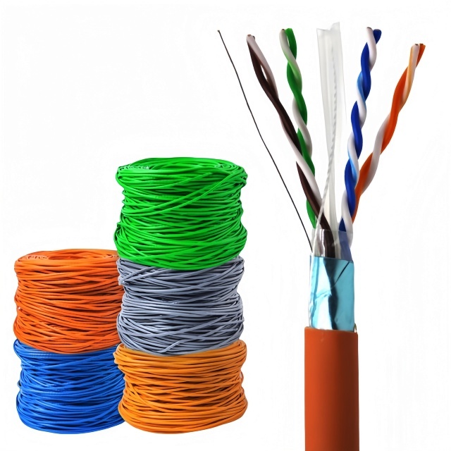 Cable factory OEM armour FTP Cat6 cable 305m box 1000ft Bare copper shielded Cat6A Cat6E f/utp full copper CCA Lan network cable