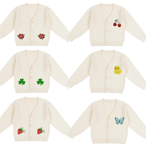 Bán buôn thêu trẻ em mùa xuân Áo len Toddler 32S Hàng dệt kim màu rắn dễ thương bé Áo Thun - Product Image 3