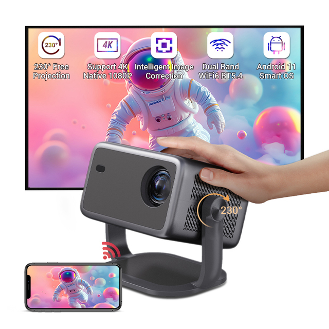 JUNUO New Updates L018 Full Hd 1080p OS 14 Projector Voice Remote Home Theater Proyector Mini Smart Portable Video Projector