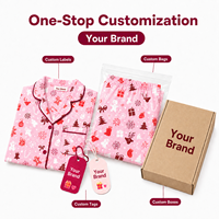 Pyjama de Noël personnalisé rose bonbon avec bonhomme de neige et renne, col cranté, ensemble assorti pour la famille, vêtements de nuit en polyester, POD, MOQ 1 pièce, dropshipping