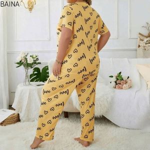 Oversized Heart Neck Women's <b>Pajama</b> Set Plus Size Homewear - Product Image 4