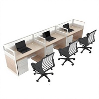 Office Cubicle Workstation Work Computer Desk Modern Wooden Employee Seat Partition Station Table Furniture Set with Storage