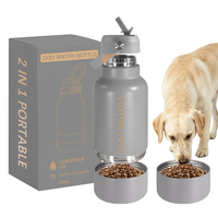 Bouteille d'hydratation 2-en-1 pour animaux de compagnie, 32 oz, en acier inoxydable isolé, avec bols empilables pour voyage, nourriture et eau – Optimisation de l'espace