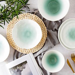 Vajilla de cerámica moderna informal, plato de forma especial blanco oscuro, cuenco de doble oreja, cuenco de pudín para restaurante en casa para fiestas - Product Image 2