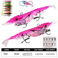Nouvelles leurres de pêche souples multi-articulées en forme de crevettes segmentées multicolores de 10,3 cm et 11,2 g avec hameçon triple renforcé et feuille de paillettes