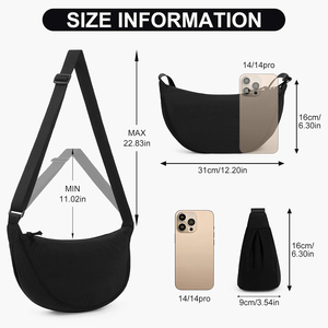 Bolso <span class=keywords><strong>de</strong></span> Hombro/Bandolera <span class=keywords><strong>de</strong></span> Nylon Impermeable <span class=keywords><strong>de</strong></span> Lujo Personalizado para Mujer, Diseño <span class=keywords><strong>de</strong></span> Media Luna, Cierre <span class=keywords><strong>de</strong></span> Cremallera, Color Sólido - Product Image 2