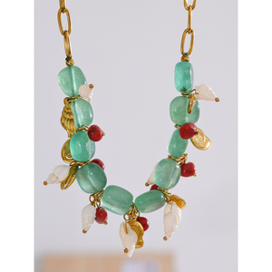 JINYOU 2305 Joyería Exquisita Hecha a Mano, Joyería de Alta Calidad en Tendencia, Collar con Colgante de Concha de Caracol y Piedra Natural Verde - Product Image 3