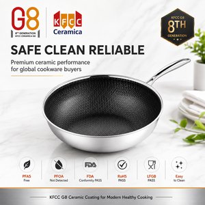 Wok en céramique KFCC G8 Premium antiadhésif sans PFAS, texture nid d'abeille, compatible induction, pour distributeurs et grossistes sur le marché américain - Product Image 6