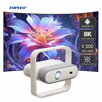 Proyektor Topleo 4K WiFi BT Video Film Sinema LED Smart Android Teater Nirkabel Rumah Portabel Mini Proyektor