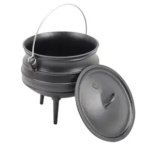 Pre-dày dạn tùy biến Nam Phi gang Vạc 3 Chân Mini potjie chậu với nắp sắt