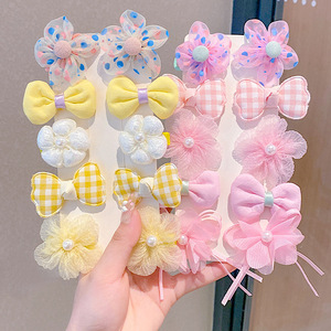 Super Fairy Fabric <b>Flower</b> Bow BB Hair Clips Set Soft No Hurt Barrettes For Princess Girls Side Bangs Pins Kids Hair Accessories - Product Image 1