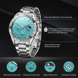 <span class=keywords><strong>Reloj</strong></span> de Pulsera para Hombre OEM 3618, Venta al por Mayor, 3 Subesferas, Caja de Acero Inoxidable, Totalmente Negro, SKU Pilot, <span class=keywords><strong>Reloj</strong></span> Hombre, Garantía Comercial, MOQ 100, Multicolor - Product Image 5
