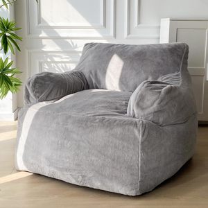 Canapé pouf individuel minimaliste moderne en velours, style nordique, avec accoudoirs, pour petit salon - Product Image 4