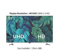 Téléviseur intelligent Android 9.0 de 55 pouces avec interface LAN, 4K UHD LED pour hôtels