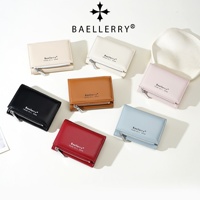 Dompet Pendek Lipat Tiga Wanita Baru Desain Minimalis Canggih Banyak Slot Kartu Penutup Jepret Bahan PU Ringkas untuk