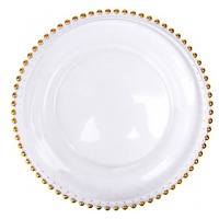 Plat d'assiette de perle d'or de luxe de haute qualité Dessert de salade de steak de nourriture occidentale créative pour l'usage de partie