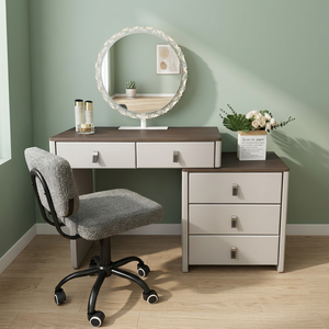 Table de maquillage moderne avec miroir éclairé et tiroirs de rangement pour meubles de chambre - Product Image 4