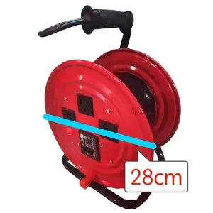 Portable Cable Reel With Handle 4 Outlet Socket Overheat Protection Retractable Cable Reel