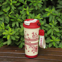 Nouvelle vente chaude 530ml 18oz flacon à vide thermique en acier inoxydable Double tasse à café avec impression de fleurs pour tasses cadeaux