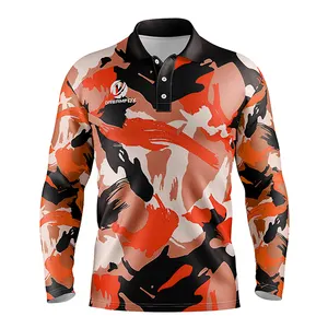 Erkekler için en çok satan camo balıkçılık kıyafeti ucuz fiyat tam süblimasyon hızlı kuru balıkçılık takım logosu ile giysi giyer