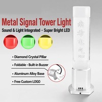 Lampe de signalisation LED tricolore en métal diamanté avec colonne en cristal gravée au laser, indicateur sonore et visuel