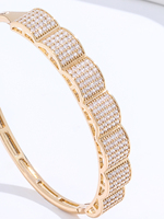 Magnifique ensemble de bijoux en zircon pavé étincelant, design carré festonné plaqué or de luxe, bracelet, accessoire de mode pour femmes, cadeau