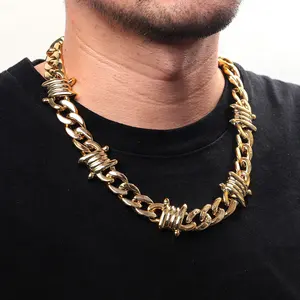 Ingrosso nuovo Designer Punk da Nightclub Hip Hop catena cubana di personalità placcato oro girocollo acrilico filo collana gioielli