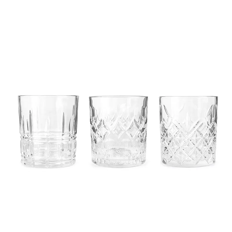 Toptan şeffaf kazınmış cam içme bardağı viski votka şarap için 320ml kristal züccaciye