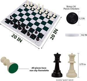 20 "tragbares Schach-und Dame-Set, 2 in 1 Reise-Brettspiele für Kinder und Erwachsene, zusammen klappbare Roll-up-Schachspiel-Sets - Product Image 3