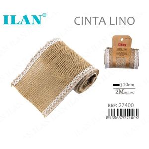 Nastro di lino ILAN 10 cm x 2 m con bordo in pizzo per artigianato e decorazioni - Product Image 3