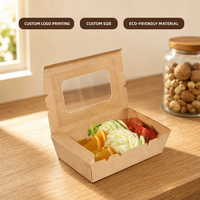 Boîte d'emballage jetable en papier couché biodégradable pour salades et plats à emporter avec fenêtre – Vente en gros